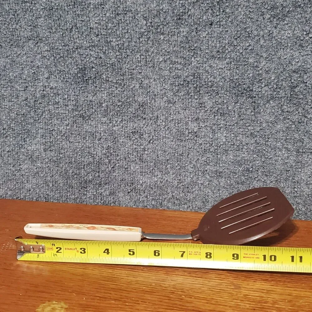 Vintage Ekco Spatula Brown And Tan Slotted Vegetable Logo Kitchen Utensil USA